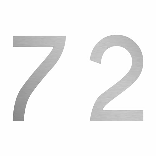 Zahlenaufkleber Nummer 72 in Silber, 10 cm, Aufkleber in vielen Farben + Höhen, wetterfest Zahlenaufkleber Nummer 72 in Silber, 10 cm, Aufkleber in vielen Farben + Höhen, wetterfest von 1peak