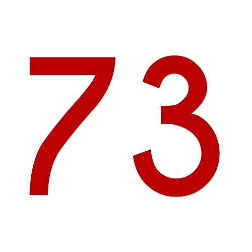 Zahlenaufkleber Nummer 73, rot, 10cm (100mm) hoch, Aufkleber mit Zahlen in vielen Farben + Höhen, wetterfest von 1peak