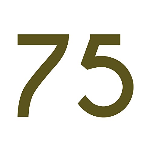 Zahlenaufkleber Nummer 75, gold, 5cm (50mm) hoch, Aufkleber mit Zahlen in vielen Farben + Höhen, wetterfest von 1peak