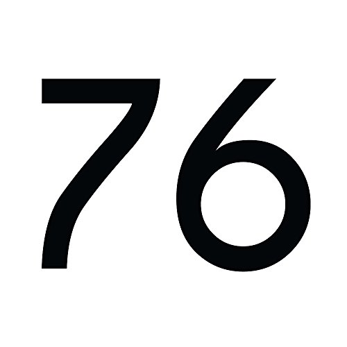 Zahlenaufkleber Nummer 76 in schwarz, 10 cm, Aufkleber in vielen Farben + Höhen, wetterfest von 1peak