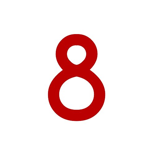 1peak Zahlenaufkleber Nummer 8, rot, 20cm (200mm) hoch, Aufkleber mit Zahlen in vielen Farben + Höhen, wetterfest von 1peak