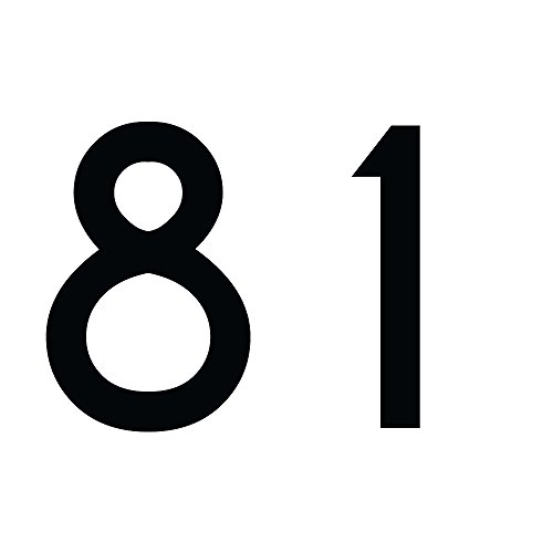 Zahlenaufkleber Nummer 81, schwarz, 20cm (200mm) hoch, Aufkleber mit Zahlen in vielen Farben + Höhen, wetterfest von 1peak