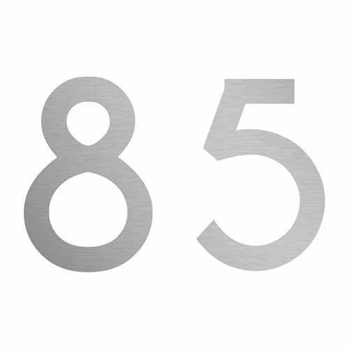 Zahlenaufkleber Nummer 85 in Silber, 10 cm, Aufkleber in vielen Farben + Höhen, wetterfest Zahlenaufkleber Nummer 85 in Silber, 10 cm, Aufkleber in vielen Farben + Höhen, wetterfest von 1peak