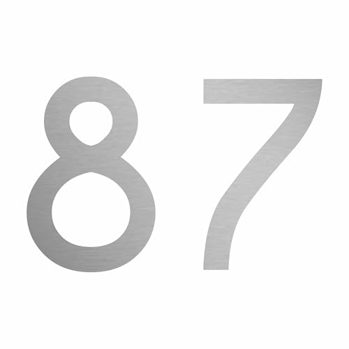 Zahlenaufkleber Nummer 87 in Silber, 10 cm, Aufkleber in vielen Farben + Höhen, wetterfest Zahlenaufkleber Nummer 87 in Silber, 10 cm, Aufkleber in vielen Farben + Höhen, wetterfest von 1peak