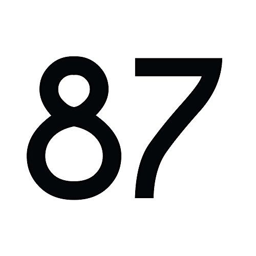 Zahlenaufkleber Nummer 87 in schwarz, 10 cm, Aufkleber in vielen Farben + Höhen, wetterfest von 1peak