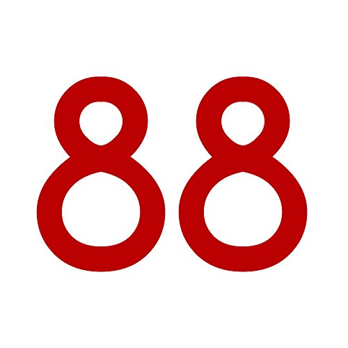 Zahlenaufkleber Nummer 88, rot, 20cm (200mm) hoch, Aufkleber mit Zahlen in vielen Farben + Höhen, wetterfest von 1peak