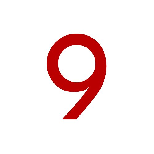 1peak Zahlenaufkleber Nummer 9, rot, 20cm (200mm) hoch, Aufkleber mit Zahlen in vielen Farben + Höhen, wetterfest von 1peak