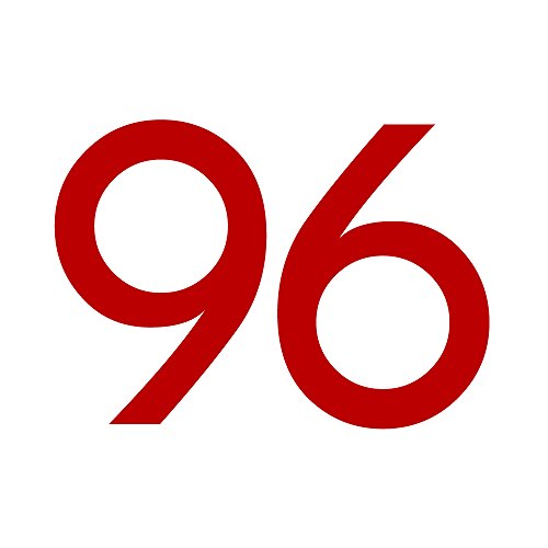 Zahlenaufkleber Nummer 96, rot, 5cm (50mm) hoch, Aufkleber mit Zahlen in vielen Farben + Höhen, wetterfest von 1peak