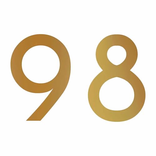 Zahlenaufkleber Nummer 98 in Gold, 10 cm, Aufkleber in vielen Farben + Höhen, wetterfest Zahlenaufkleber Nummer 98 in Gold, 10 cm, Aufkleber in vielen Farben + Höhen, wetterfest von 1peak