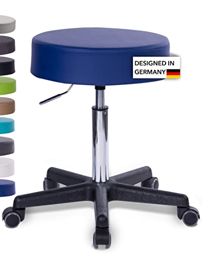 1stuff Rollhocker Squash 40 - ca. 51-71 cm Höhe - Bürohocker mit extra breitem 40 cm Sitz - vielseitiger Arbeits-Hocker - Praxishocker mit Rollen - Studiohocker Royalblau von 1stuff