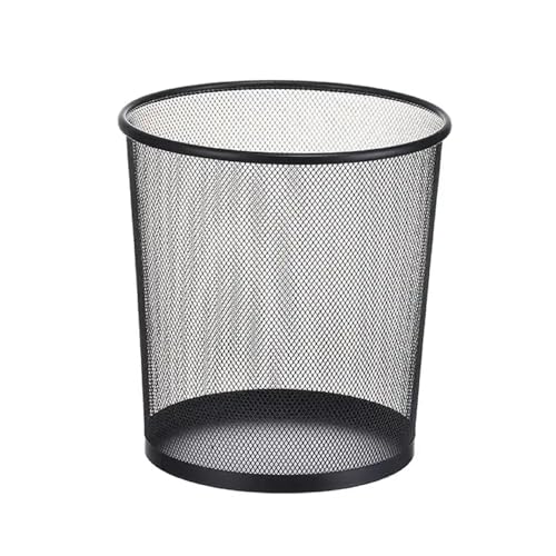 2 UR DOOR Papierkorb aus Metallgeflecht – runder Mülleimer, leicht, rund, für Küche, Bad, Schlafzimmer, Schlafsaal, Büro – Maße: 27 x 23,5 x 23,5 cm (schwarz, 1) von 2 UR DOOR