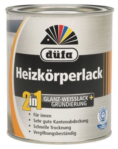 düfa 2in1 Heizkörperlack 750 ml glänzend Weißlack + Grundierung Acryllack weiß von 2 in 1