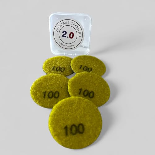 5er Pack Mini Wabenpads diamantiert Körnung 100 - Ø 50mm | Fliesenpolitur, Steinzeug, Keramik, Marmor, Granit - Fliesenwerkzeug 2.0 von 2.0 OUTILLAGE CARRELEUR Artisan français