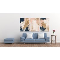 Abstrakte Illustration Wandkunst, Öl Auf Leinwand, Acrylfarbe, Marineblau, Rosa, Beige, Braun, Gelb Abstrakte Illustration Wandkunst, Öl Auf Leinwand, Acrylfarbe, Marineblau, Rosa, Beige, Braun, Gelb von 2021ArtDesign