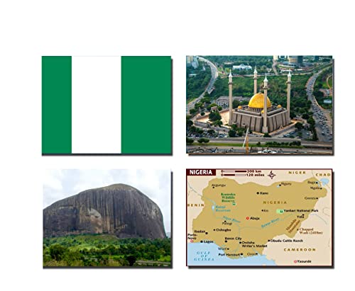 4 Stück NIGERIA Kühlschrankmagnete - NIGERIA Flagge NIGERIA Karte NIGERIA Attractions von 2022