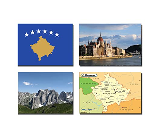 Kosovo Kühlschrankmagnete, 4 Stück, Kosovo Flagge Kosovo Karte Kosovo Attraktionen von 2022