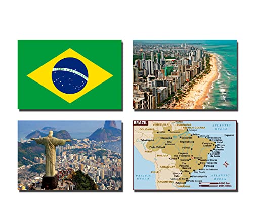 Kühlschrankmagnete, Brasilien-Flagge, Brasilien, 4 Stück von 2022
