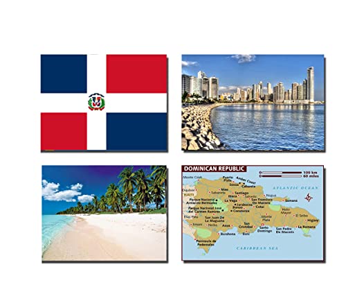 Kühlschrankmagnete, Die Dominikanische Republik, Die Dominikanische Republik, Flagge der Dominikanischen Republik, 4 Stück von 2022