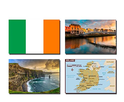 Kühlschrankmagnete, Irland-Flagge, Irland-Karte, Irland, 4 Stück von 2022