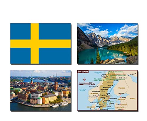 Kühlschrankmagnete, Schweden-Flagge, Schweden-Flagge, 4 Stück von 2022