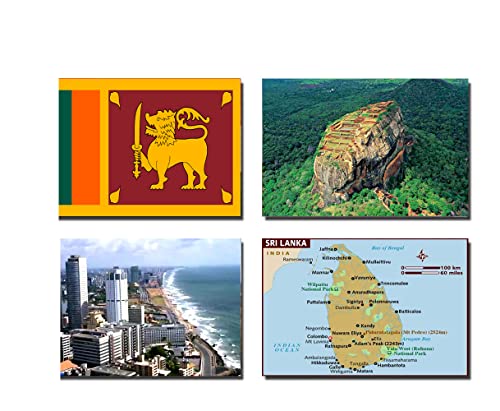 SRI LANKA Kühlschrankmagnete, 4 Stück, SRI LANKA FLAGGE SRI LANKA KARTE SRI LANKA ATTRACTIONS von 2022