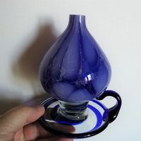 Blau Marmorierter Glasölbrenner Mit Portbougie-Griff von 20thCenturyStuff