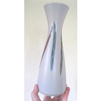 Mid Century Gestreifte Vintage Retro Keramik Vase Aus Den 70Er Jahren von 20thCenturyStuff