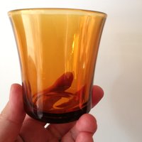 Vintage Bernsteinfarbenes Duralex Trinkglas von 20thCenturyStuff