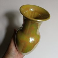 Vintage Vase Mit Glänzender Gelber Glasur von 20thCenturyStuff