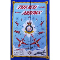 Vintage Retro Baumwolle Geschirrtuch 70Er Jahre - Flugzeug Red Arrows von 20thCenturyStuff