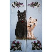 Vintage Retro Schwarz Weiss Scottie Hunde Reine Baumwolle 60Er Oder 70Er Geschirrtuch - Unbenutzt von 20thCenturyStuff