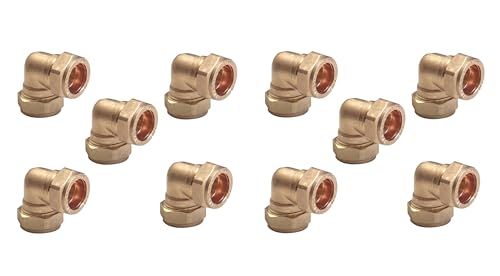 TC 15 mm Messing 90 Grad Winkel Kompression Winkelverbinder Fitting für Kupferrohr 10 Stück von 22.5 Team Controls