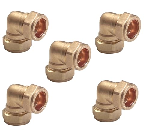 TC 15 mm Messing 90 Grad Winkel Kompression Winkelverbinder Fitting für Kupferrohr 5 Stück von 22.5 Team Controls