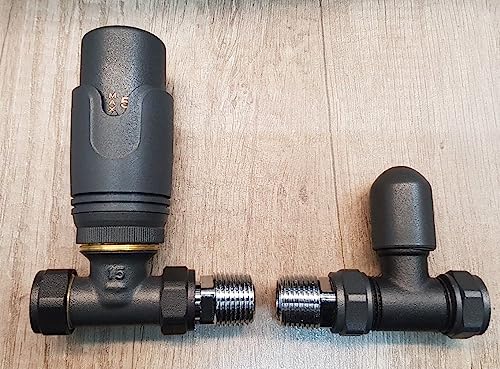 Team Controls TRV Thermostatventil für Heizkörper/Heizkörper/Heizkörper/Heizkörper/Heizkörperventil, gerade, 15 mm, Anthrazitgrau, von 22.5 Team Controls