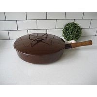 1, 7 "xl Seltener Vintage Emaillierter Stahl Dansk Kobenstyle Frankreich Iwhp Pecan Kochtopf & Deckel Jens Quistgaard Retro Mod Massivholzgriff Koch von 222nest