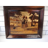 1, 7 "xl Vintage Holz Inlay Kunst Handarbeit Wasser Auf Dem Kopf Bäume Intarsien Kühe Sehr Hochwertige Arbeit Detailliertes Galerie Wandgeschenk von 222nest