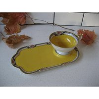 10, 5 "Vintage Royal Bayreuth Tee Toast Set Retro Tennis Snack Gelbes U-Boot Gold Vergoldet Weithals Bavaria Luncheon Ungewöhnlich von 222nest