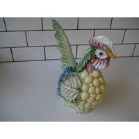 10 "Vintage 3D Figural Hahn Keramik Krug Huhn Vase Made in Italy Handbemalt Flauschige Hintern Majolica Intrada Stil Französisch Land Geschenk von 222nest