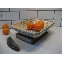 11, 25 "Vintage Planter Jackson Pollock Splatter Style Rechteck Phantasie Ecken Elfenbein Grau Schwarz Usa Muster No. 106 Herzstück Obstschale von 222nest