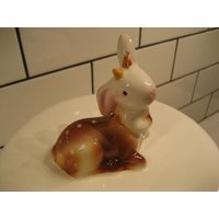 12 "Vintage Keksdose Geprägte Süßigkeiten Halbes Häschen, Rehkitz Deckel Weiße Keramik Gummi Ring Xxl Kugel Form Kuriosität Jackalope von 222nest