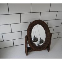 12 "Vintage Wicker Cheval Tilt Spiegel Dresser Top Gewebtes Weidenrattan Boho Naturforscher Ovaler Kleine Größe Freistehendes Vielseitiges Retro von 222nest