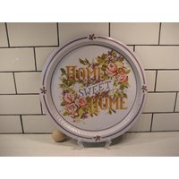 13, 5 "Vintage Große Metall Serviertablett Home Sweet Gemalt Kreuzstich Rosen Veilchen Retro Hong Kong Kommode Organizer Wand Textur von 222nest