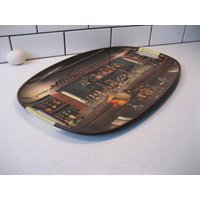 18 "xl Vintage Bar Tablett Servierplatte Retro Bistro Fotografie Runde Kante Voll Bestückt Eingewickelte Griffe Hausbar Dekor Galerie von 222nest