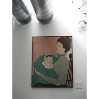2, 8 "Vintage Original Batik Auf Seide Teak Rahmen Mutter Kind Fransen Decke Schaukelstuhl Nachmittagsnickerchen Neugieriger Traum 1983 Raffiniert von 222nest