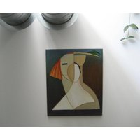 2 "Großes Vintage Original Ölgemälde Künstler Signiert Bukarest Fine Arts Akademie Retro Abstrakte Midcentury Malerei Modernist Galeriewand von 222nest