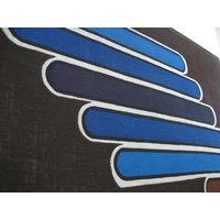 3.2' Vintage Original Textilbild Kunst Retro Mod Op Art 70Er Jahre Geometrisch Schokolade Rost Braun Indigo Blau Juwel Lila Gemälde Galeriewand von 222nest