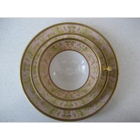 3Er Set Vintage Kaiser W Germany Fußtasse Goldene Urnen Obstschalen Vögel Pfirsich Band Goldpunkt Rand Vergoldung Versace-stil Geschenk Teeparty von 222nest