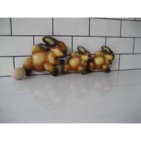 3Er Set Vintage Kaninchen Chalkware Momma Zwillinge Retro Baby Raum Dekor Sehr Süß Wald Berg Prärie Cottontail Galerie Wand Textur Geschenk von 222nest