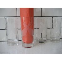4 Stück Vintage Bowling Pin Highball Gläser Set Wrap Around Geätzte Kristall Matted Glas Geschliffene Hohe Becher Rockabilly Kitschy Bar Geschenk von 222nest