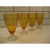 4Er Set Vintage Etched Boopie Trinkglas Berwick Bernstein Gewürz Honigfarbene Bubble Füße Geätzte Ovale & Streifen Dinner-Party Geschenk Dessert 4Er Set Vintage Etched Boopie Trinkglas Berwick Bernstein Gewürz Honigfarbene Bubble Füße Geätzte Ovale & Streifen Dinner-Party Geschenk Dessert von 222nest